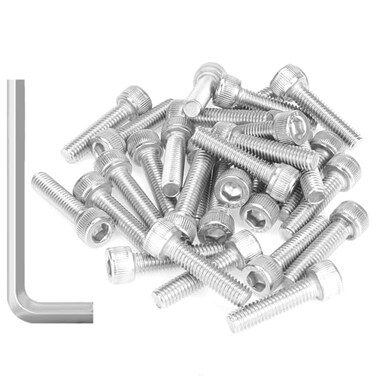 Sutemribor 35 Pieces M6 x 25mm Socket Head Cap Screws Thread Pitch 10mm M6 Screws 304 Stainless Steel Fully Threaded Silver