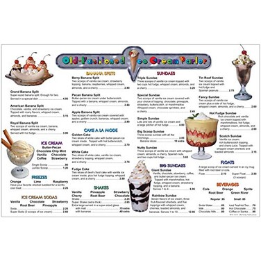 Remedia Publications REM101D Menu Math Old Fashioned Ice Cream Parlor 6 Extra Menus 024 Height 835 Wide 111 Length 6 per Package