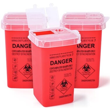 MITINU 1 Quart 3Pack Sharps Container for Home Use Needle Disposal Containers Biohazard Containers Syringe Disposal Small Portable Container for Travel Professional Sharp Waste Disposal