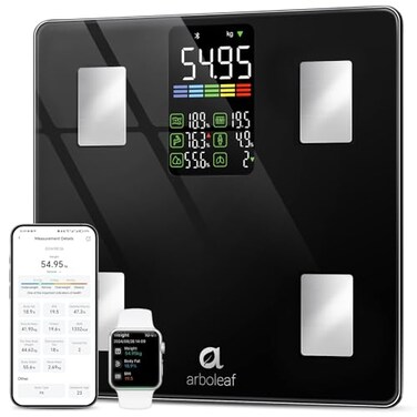 Arboleaf Smart Scale with BMI Body Fat Muscle Mass 14 Composition Metrics Large LED Display Digital Bathroom Scale for Weight Accurate Weighing Machine App Sync 500lbs 118