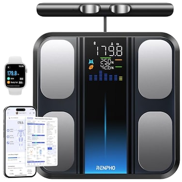 RENPHO Smart Scale for Body Weight FSAHSA Eligible 8Electrode Digital Bathroom Scale with BMI Body Fat Muscle Mass Body Composition Analyzer Larger Platform MorphoScan Base