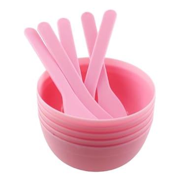 TAODAN 6PCS DIY Glue Mixing Plastic Bowl with Glue Mixing Spoon Pink Beauty Mask Debugging Tool Stirring Stick Cosmetic Slime Making Tools