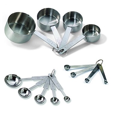 TableCraft Bakers Dozen Measuring Set Includes Measuring Spoons Measuring Cups and Spice Spoons Silver