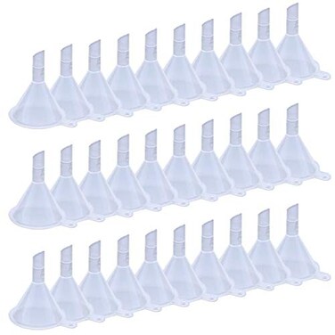 WARMBUY Mini Clear Plastic Funnels 30 Pack