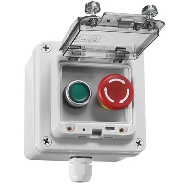 Manesi IP67 Outdoor Waterproof Box 2 Push Button Letter Emergency Stop Button Momentary Push Button Button with Protective Cover Antimisoperation Switch