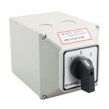 Baomain Universal Rotary Changeover Cam Switch SZW2663D3033D 660V 63A 3 Position 3 Phase with Master Switch Exterior Box LW28634