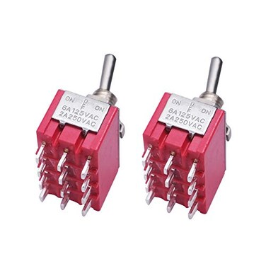 mxuteuk 2pcs MTS403 12 Terminal 3 Position 4PDT Mini Miniature Toggle Switch Car Dash Dashboard ONOffON 5A 125V 2A 250V