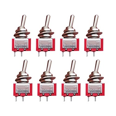 mxuteuk 8pcs SPST Mini Toggle Switch Miniature ONOff Switch 2 Terminal 2 Position 6A 125V 3A 250V for DIY Car Dash Dashboard Electronic Equipment MTS101