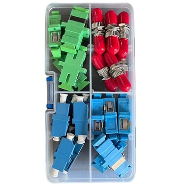 Fibershack Fiber Optic Coupler Kit Fiber Optic Connector Kit Includes 26 Fiber Optic Couplers for ST LC SCAPC SC Cables Includes Hard Plastic Snap Lock case