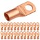 SELTERM 25pcs 10 AWG 38 Stud Battery Lugs Ring Terminals Heavy Duty Copper Wire Lugs Battery Cable Ends 0 Gauge Ring Terminal Connectors UL Bare Copper Eyelets Electrical Battery Cable Lugs