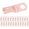 SELTERM 25pcs 6 AWG 14 Stud Battery Lugs Ring Terminals Heavy Duty Copper Wire Lugs Battery Cable Ends 6 Gauge Ring Terminal Connectors UL Bare Copper Eyelets Electrical Battery Cable Lugs