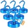 LOVIMAG 6 Pack 85LB Magnetic Hooks Strong Cabin Ship Essentials Hook Heavy Duty Refrigerator Fridge Magnets Hanging for Classroom Beach Vacation Kitchen Grills Home Blue