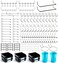 FRIMOONY Pegboard Hooks with Bins Peg Locks for Organizing Various Tools 204 PCS 80 of Which are Locks