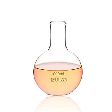 ULAB Boiling Flask of Flat Bottom Vol1000ml Borosilicate 33 Glass Material UBF1003
