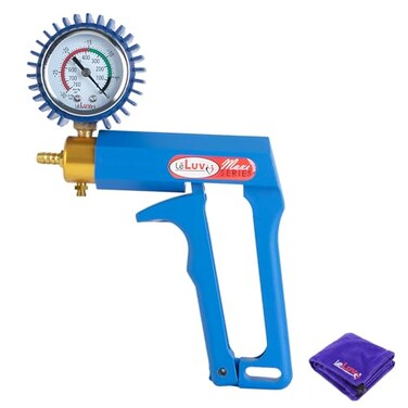 LeLuv Maxi Vacuum Pump Manual Hand Vacuum 030 Hg 0760 mmHg with Ergonomic Nylon Handle Release Valve Rubber Protected Pressure Gauge 18 NPT Compatible with LeLuv Pump Series Blue