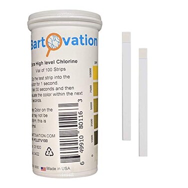 Bartovation Extra HighLevel Chlorine Test Strips 010000 ppm Vial of 100 Strips