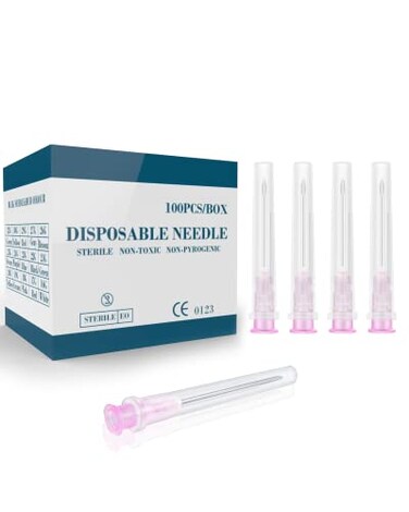 GODCREAT 100Pcs 18Ga 1 Inch Needle Luer Lock Lab Accessories Sterile Individual Package for Scientific Measuring Refilling Inks