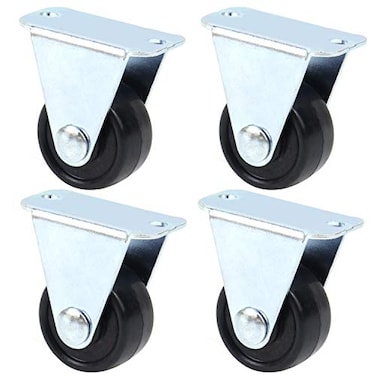 Framendino 4 Pack 1 Inch Rubber Caster Single Wheels Heavy Duty Rigid NonSwivel Top Plate Fixed Casters
