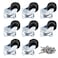 Luomorgo 1 inch Dia Swivel Caster Wheels Rubber Base with Rectangle Top Plate Bearing Heavy Duty 8pcs