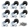 Luomorgo 1 inch Dia Swivel Caster Wheels Rubber Base with Rectangle Top Plate Bearing Heavy Duty 8pcs