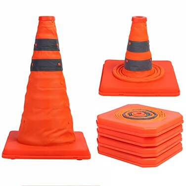 Sunnyglade 4 Pack 155 inch Collapsible Traffic Cones Multi Purpose Pop up Reflective Safety Cone
