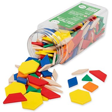 edxeducation Plastic Pattern Blocks Set of 250 Math Manipulative for Fractions Symmetry Patterning and Creativity up to 12 years Math Supplies for Classroom