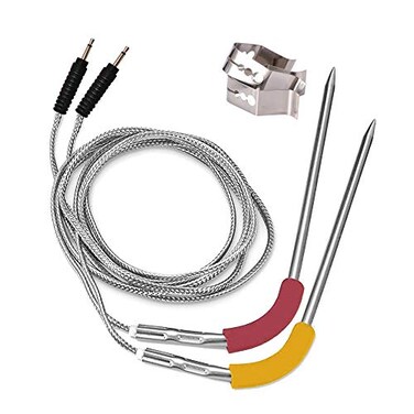 CLORY 2pcs Replacement Meat Probe for Weber iGrill 2 Thermometer with 2 Probe Clip for Weber iGrill Mini iGrill 3 iGrill Pro Replacement Probe