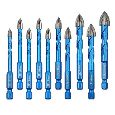BRSCHNITT Masonry Drill Bit 10pcs Carbide Tips Concrete Drill Bit Set for Pots Bottles Ceramic Tile Glass Brick Ceramic Hex Shank