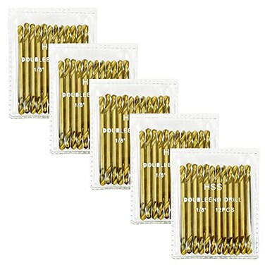 JR Quality Tools VCT 60PC Industrial 18 INCH Titanium Drill BITS Double Ended 2 INCHES Long