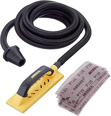 Mirka Handy DustFree Hand Sanding Block 3 x 9 Hook and Loop 55 HolesAbranet Mesh Net SheetsVacuum Hose
