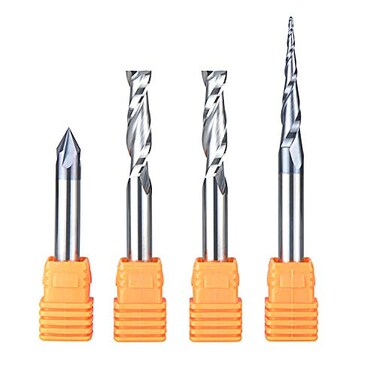 SpeTool CNC Router Bits Carving Set for Wood Profile V Groove Engraving Solid Carbide 14 Inch Shank