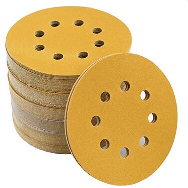 Aiyard 5Inch 8Hole Hook and Loop Sanding Discs 220Grit Random Orbit Sandpaper 100Pack