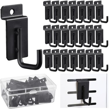 Tandefio 25 Pack J Shaped Slatwall Hooks and Hangers Heavy Duty Slatwall Accessories for Display Panel Garage 325 InchBlack