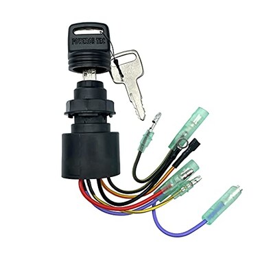 SKARUMMER Boat Ignition Switch with Key Replacement for Mercury Mariner Outboard Motor Control Box with 2 Keys 3 Position 6 Wire Connectors Replace Mercury Ignition Switch 8717009A2 8717009A5