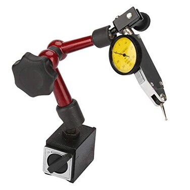 Walfront Dial Test Indicator Gauge Resolution 001mm with Flexible Strong Magnetic Base Stand 008mm Range for CNC Setup Machine Tool Alignment Surface Runout Measurement