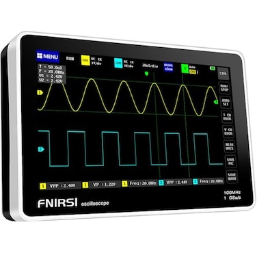 FNIRSI 1013D Oscilloscope Handheld Tablet Oscilloscope Portable Digital Storage Oscilloscope Kit 2 Channels 100Mhz Bandwidth 1GSas Sampling Rate 7 TFT LCD Touch Screen