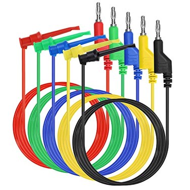 Sumnacon 39 Inch Multimeter Test Lead Set 5 Pcs Stackable Banana Plug to Test Hook Wire Cable Kit with Protective Flexible Wire Leads for Electrical Testing 500V5A
