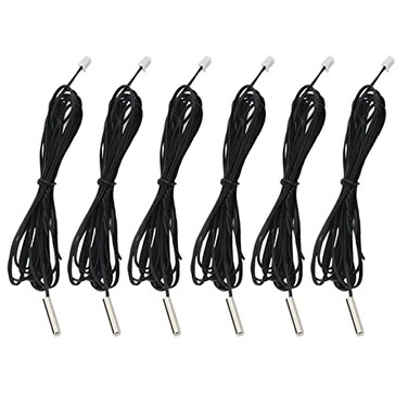 AEDIKO 6pcs 10K Temperature Sensor Probe 1M NTC3950 Thermistor Stainless Steel Temp Sensor Probe Digital Temperature Transmitter Extension Cable