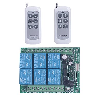 Mangood 433mhz 12V 24V DC 6 Channel Wireless Remote Control Relay Switch 24V12V Remote Relay ON Off Transmitter and Receiver Universal Motor Light Door Window Controller 12V24V 2X Control 433MHz