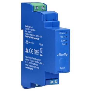 Shelly Pro 1 WiFi LAN 1Channel Smart Relay Switch Home Automation Bluetooth Gateway Compatible with Alexa Google Home No Hub Required Remote Control Timer Schedule Dry Contacts