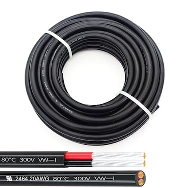 CBAZY 20AWG UL2464 Power Cable Stranded Electrical Wire LED Red Black 2 Conductors tinned Copper 20AWG 2C 100ft