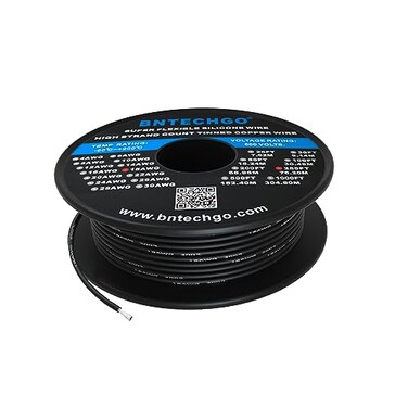 BNTECHGO 18 Gauge Silicone Wire Spool 250 ft Black Flexible 18 AWG Stranded Tinned Copper Wire
