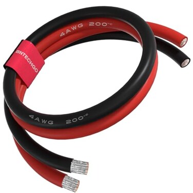 BNTECHGO 4 Gauge Silicone Wire 5 ft Red and 5 ft Black Flexible 4 AWG Stranded Tinned Copper Wire