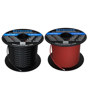 BNTECHGO 18 Gauge Silicone Wire Spool Red and Black Each 500ft Flexible 18 AWG Stranded Tinned Copper Wire