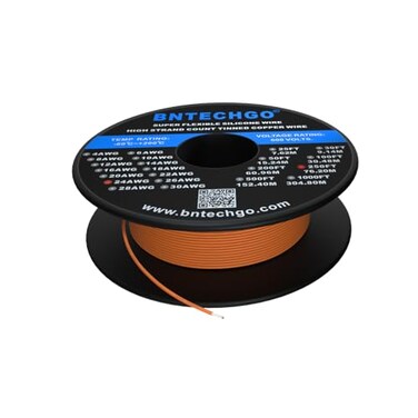 BNTECHGO 24 Gauge Silicone Wire Spool 250 ft Orange Flexible 24 AWG Stranded Tinned Copper Wire