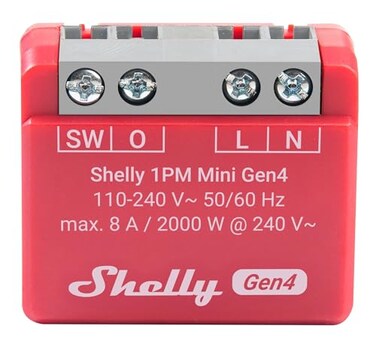 Shelly 1PM Mini Gen4 WiFi Zigbee Matter Smart Relay Switch with Power Metering 1Channel 8A Home Automation Alexa SmartThings Google Home Apple HomeKit Compatible iOS Android App