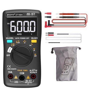 ZOTEK ZOYI Digital Multimeter True RMS AutoRanging 6000 Counts with NCV 750V AC 1000V DC auto Identification Data Hold Resistance Capacitance Diode Frequency and Temperature Measurement
