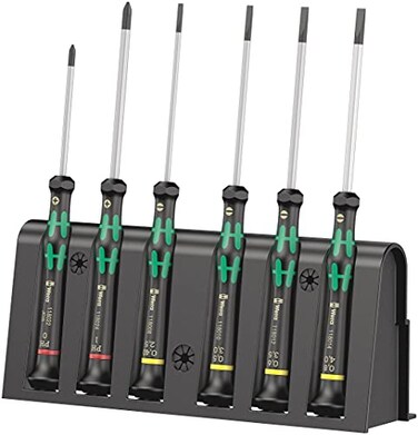 Wera 20356 Kraftform MicroSlottedPhillips Electronics Screwdriver Set and Rack 6Piece