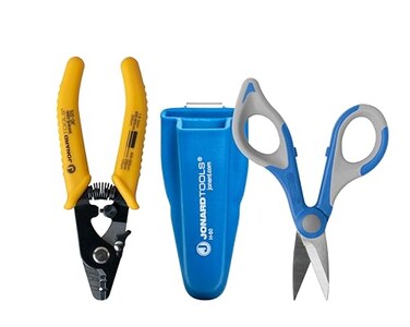 Jonard Tools TK350 Fiber Optic Stripper Kevlar Shears Kit Featuring Molded Pouch to Securely Hold 3 Hole Fiber Stripper and Kevlar Cutting Shears Ideal for Fiber Technicians