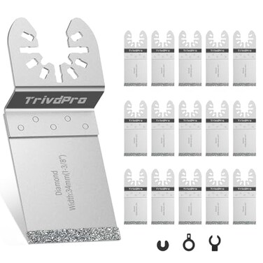 TrivdPro 15pcs Grout Remover Tool Carbide Oscillating Multi Tool Blades Diamond Grout Removal Blade Tools for Tile Concrete Masonry Cleaning Mortar